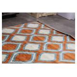 Area Rug Orange/White/Blue Pattern 10