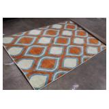 Area Rug Orange/White/Blue Pattern 10