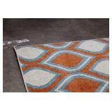 Area Rug Orange/White/Blue Pattern 10