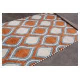 Area Rug Orange/White/Blue Pattern 10