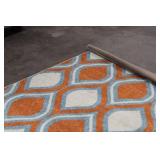Area Rug Orange/White/Blue Pattern 10