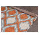 Area Rug Orange/White/Blue Pattern 10