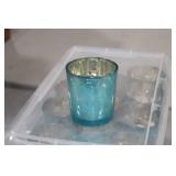 Lot of (24) Candleholders Teal 3"Hx2-1/2"D (in 2 bins)