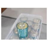 Lot of (24) Candleholders Teal 3"Hx2-1/2"D (in 2 bins)