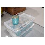 Lot of (24) Candleholders Teal 3"Hx2-1/2"D (in 2 bins)