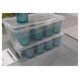 Lot of (24) Candleholders Teal 3"Hx2-1/2"D (in 2 bins)