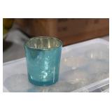 Lot of (24) Candleholders Teal 3"Hx2-1/2"D (in 2 bins)
