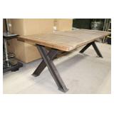 Metal Table with Wood Top 98"Lx40"Wx31"H