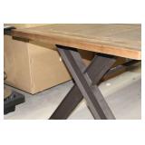 Metal Table with Wood Top 98"Lx40"Wx31"H