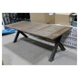 Metal Table with Wood Top 98"Lx40"Wx31"H