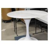 Marble Pedestal Dining Table White 29"Hx36"D
