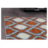 Area Rug Orange/White/Blue Pattern 10