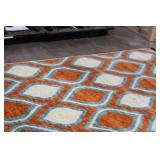 Area Rug Orange/White/Blue Pattern 10