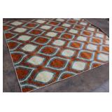 Area Rug Orange/White/Blue Pattern 10