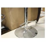 Chrome Metal Low Back Pedestal Bar Stool with Foot Rest Black 15"Wx15"Dx35"H