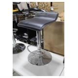 Chrome Metal Low Back Pedestal Bar Stool with Foot Rest Black 15"Wx15"Dx35"H