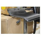 Chrome Metal Low Back Pedestal Bar Stool with Foot Rest Black 15"Wx15"Dx35"H