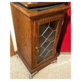Vintage Cabinet with Leaded Glass Door and Silver Claw Feet