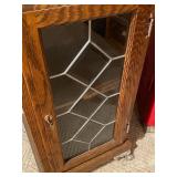 Vintage Cabinet with Leaded Glass Door and Silver Claw Feet
