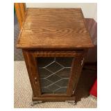Vintage Cabinet with Leaded Glass Door and Silver Claw Feet
