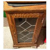 Vintage Cabinet with Leaded Glass Door and Silver Claw Feet