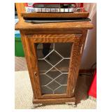 Vintage Cabinet with Leaded Glass Door and Silver Claw Feet