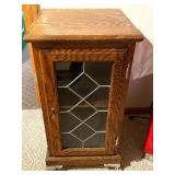 Vintage Cabinet with Leaded Glass Door and Silver Claw Feet