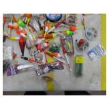 Lot of Fishing Tackle  with Bobbers, Jigs