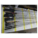 Lot of (20) Fishing Rods  with Bait Caster (x10), Open Face (x10)
