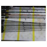 Lot of (20) Fishing Rods  with Bait Caster (x10), Open Face (x10)