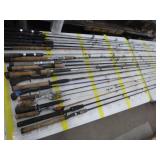 Lot of (20) Fishing Rods  with Bait Caster (x10), Open Face (x10)