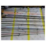 Lot of (20) Fishing Rods  with Bait Caster (x10), Open Face (x10)