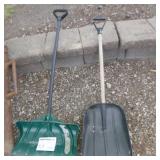 Lot of (3) Yard Tools  with Snow Shovel, Scoop Shovel, Post Hole Driver