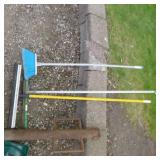 Lot of (3) Yard Tools  with Snow Shovel, Scoop Shovel, Post Hole Driver