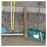 Lot of (3) Yard Tools  with Snow Shovel, Scoop Shovel, Post Hole Driver