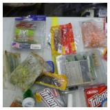 Lot of Fishing Line, Fish Scale and Plastic Baits