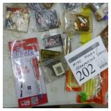 Lot of Fishing Tackle  with Fishing Hooks, Sharpening Stones
