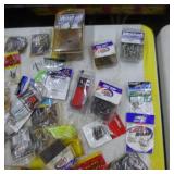 Lot of Fishing Tackle  with Fishing Hooks, Sharpening Stones