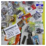 Lot of Fishing Tackle  with Fishing Hooks, Sharpening Stones