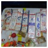 Lot of Fishing Tackle  with Sure Strike Fishing Hooks, Bobbers, Hook Protectors