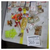 Lot of Fishing Tackle  with Sure Strike Fishing Hooks, Bobbers, Hook Protectors