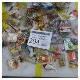 Lot of Fishing Tackle  with Sinkers, Hooks, Bobbers