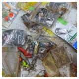 Lot of Fishing Tackle  with Sinkers, Hooks, Bobbers