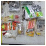Lot of Fishing Tackle  with Sinkers, Hooks, Bobbers