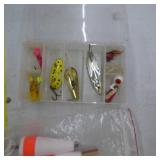 Lot of Fishing Tackle  with Spoons and Bobbers