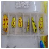Lot of Fishing Tackle  with Spoons and Bobbers