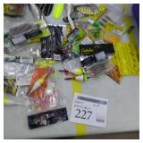 Lot of Fishing Tackle  with Spoons, Plastic Bait, Fish Fillet Knife