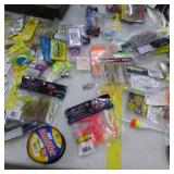 Lot of Fishing Tackle  with Spoons, Plastic Bait, Fish Fillet Knife