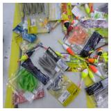 Lot of Fishing Tackle  with Bobbers, Plastic Bait