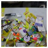 Lot of Fishing Tackle  with Bobbers, Plastic Bait